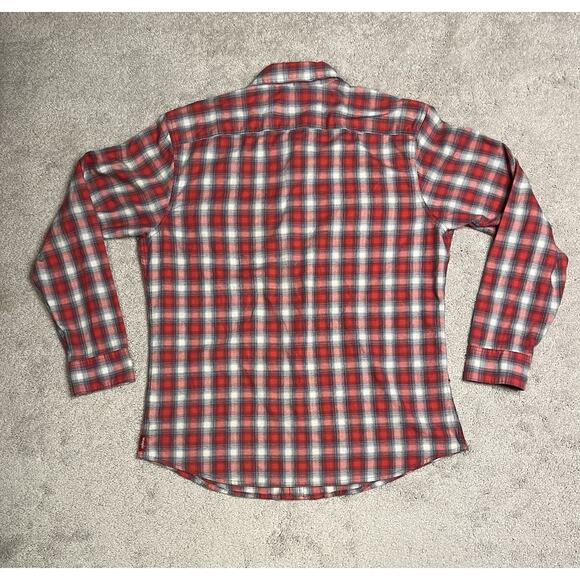 Wrangler Shirt Men's Large Red Plaid Western Button Up Chest Pockets - Picture 2 of 9